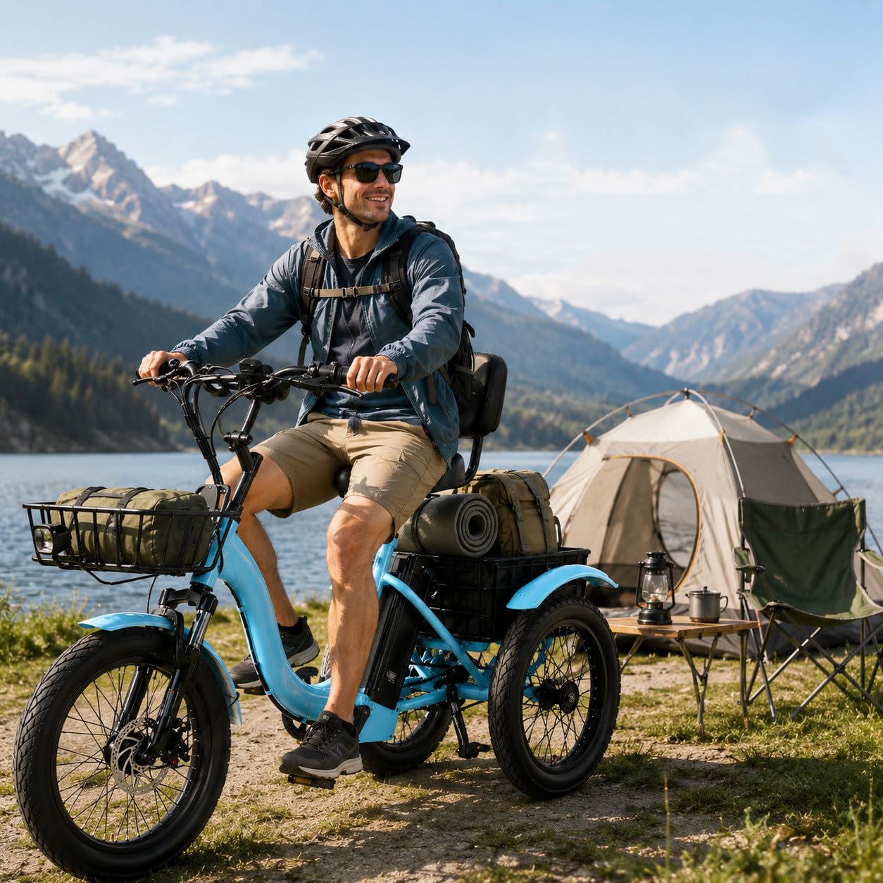 Elektrisches Erwachsenen-Dreirad E-Bike, 18 Zoll, 48V Akku, Stadtausflug