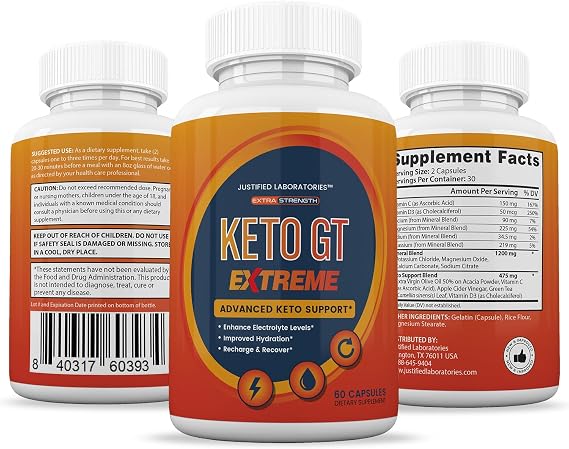 (2 Pack) Keto GT Extreme Keto Pills 1675MG New & Improved Formula Contains Apple Cider Vinegar Extra Virgin Olive Oil Powder Green Tea Leaf 120 Capsules
