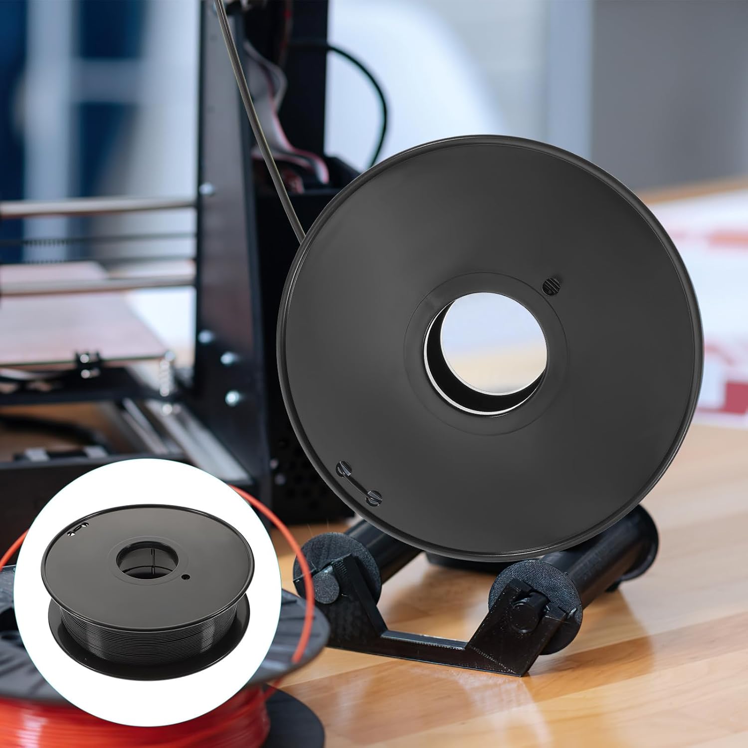 Veemoon Pla 3D Printer Filament 1.75mm Black Reel 1kg with ±0.02mm Dimensional Accuracy for 3D Printing Supplies