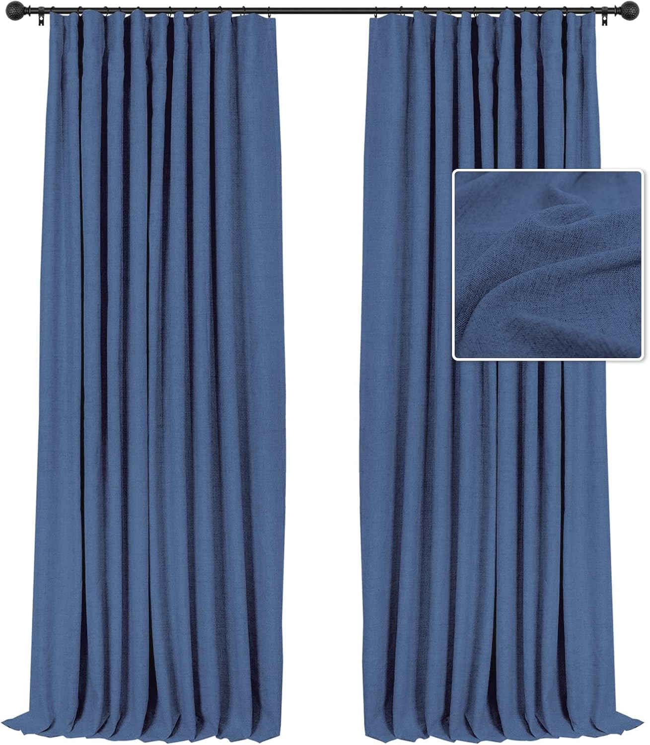 INOVADAY Blackout Curtains, 2Panel Linen Textured 100