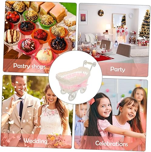 Miniatura 5 de VICASKY 2 cestas tejidas para fiestas, decoración de bebé, decoración para salas de casa, cestas tejidas para almacenamiento, Rosado