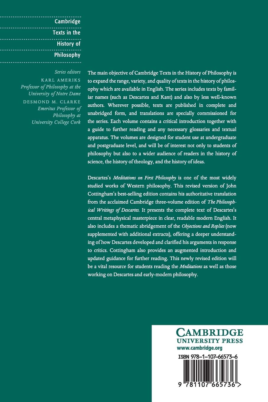 Descartes: Meditations on First Philosophy (Cambridge Texts in the History of Philosophy)