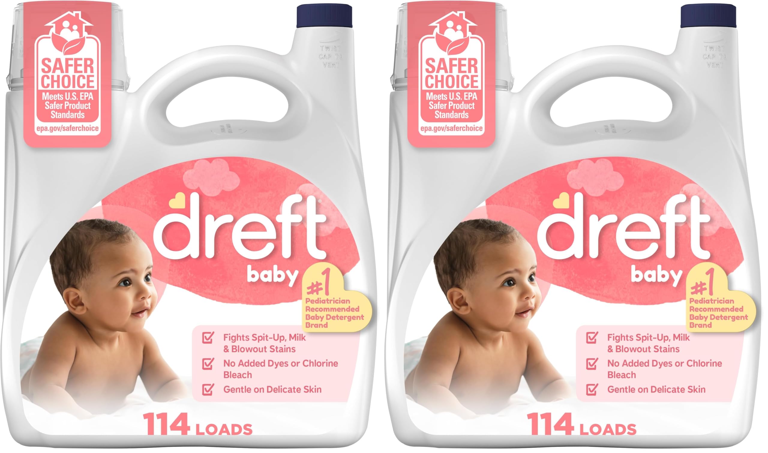 Dreft Baby Liquid Laundry Detergent, Gentle on Sensitive Skin, 150 fl oz (Pack of 2) | USA Import for Indian Homes - main product image