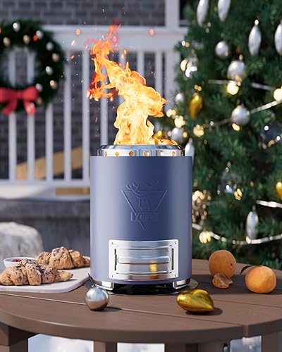 Miniatura 6 de YEFU Hoguera de mesa de 9.7 x 7.1 pulgadas, estufa de campamento con control de intensidad de llama para exteriores y patio, alimentada por pellets
