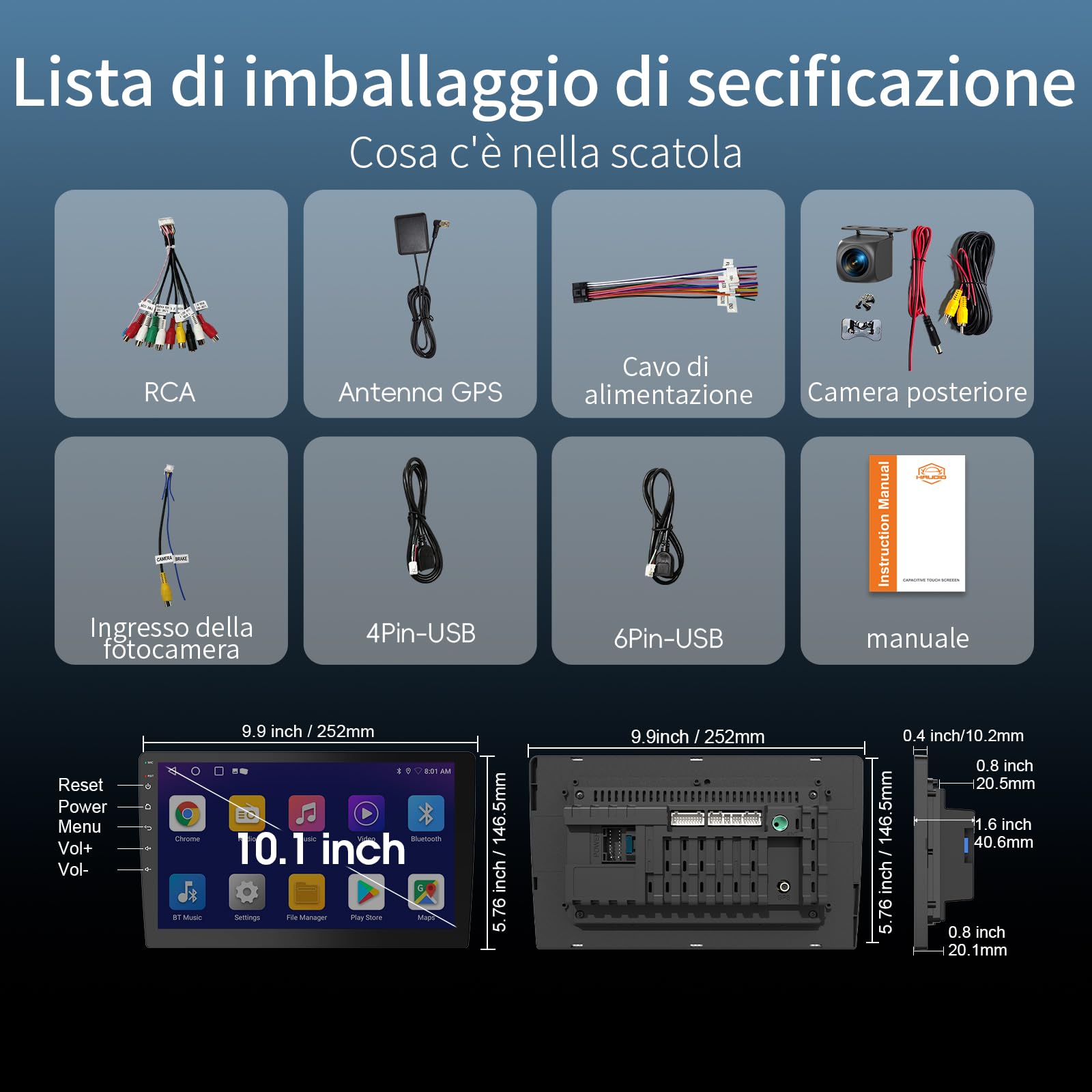 Haudio Autoradio 2 Din con Apple CarPlay e Android Auto, Schermo HD da 10,1 Pollici, Telecamera Posteriore HD, 2+64 GB, GPS, Bluetooth, Controllo Vocale, Mirror Link, FM/AM/AUX, per Tutti i Veicoli
