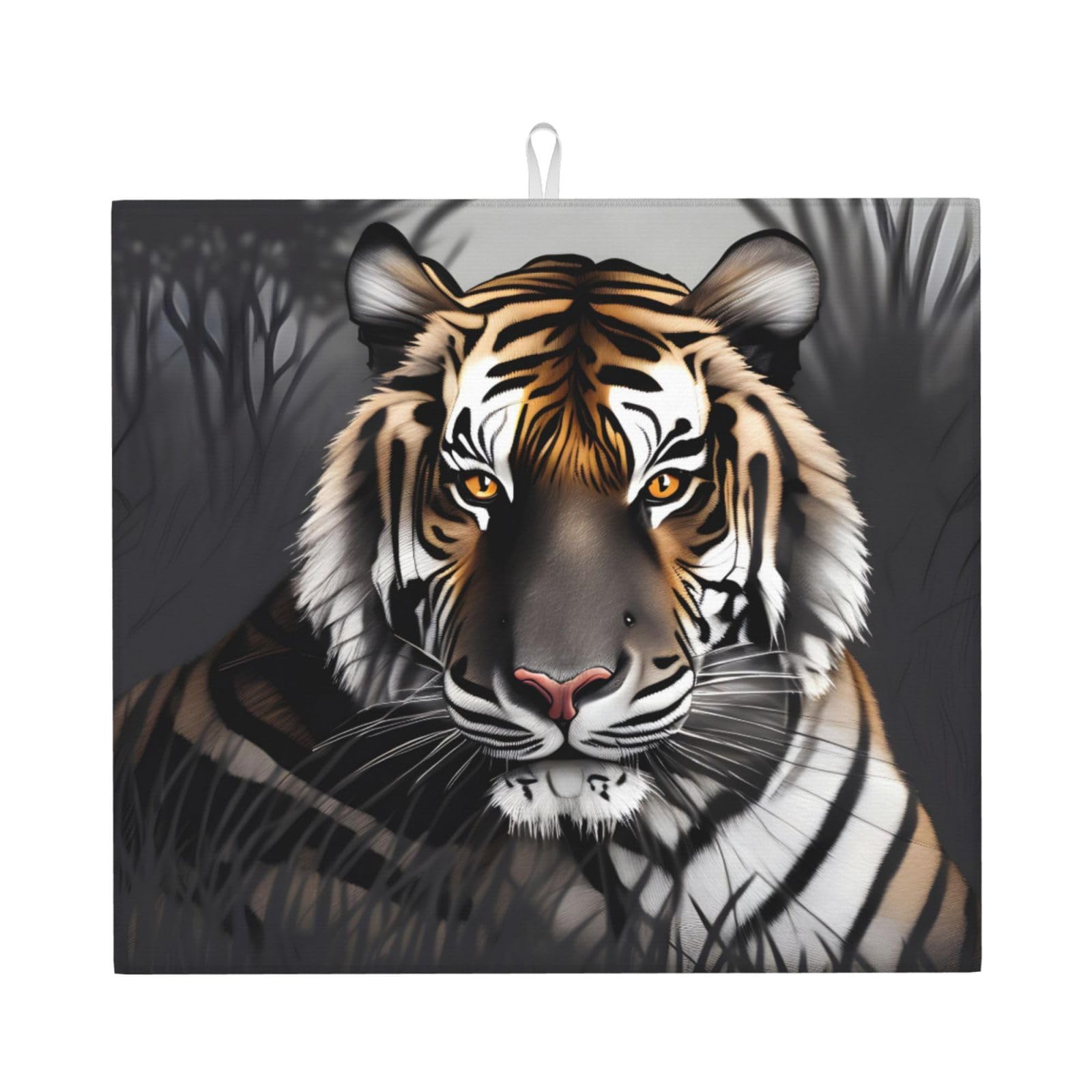 WHJSSF Tiger at rest Prints Kitchen Drying Mat – Absorbent Dish Throw for Countertops, Quick-Dry Non-Slip Layer with Stylish Prints, Ideal Housewarming Gift