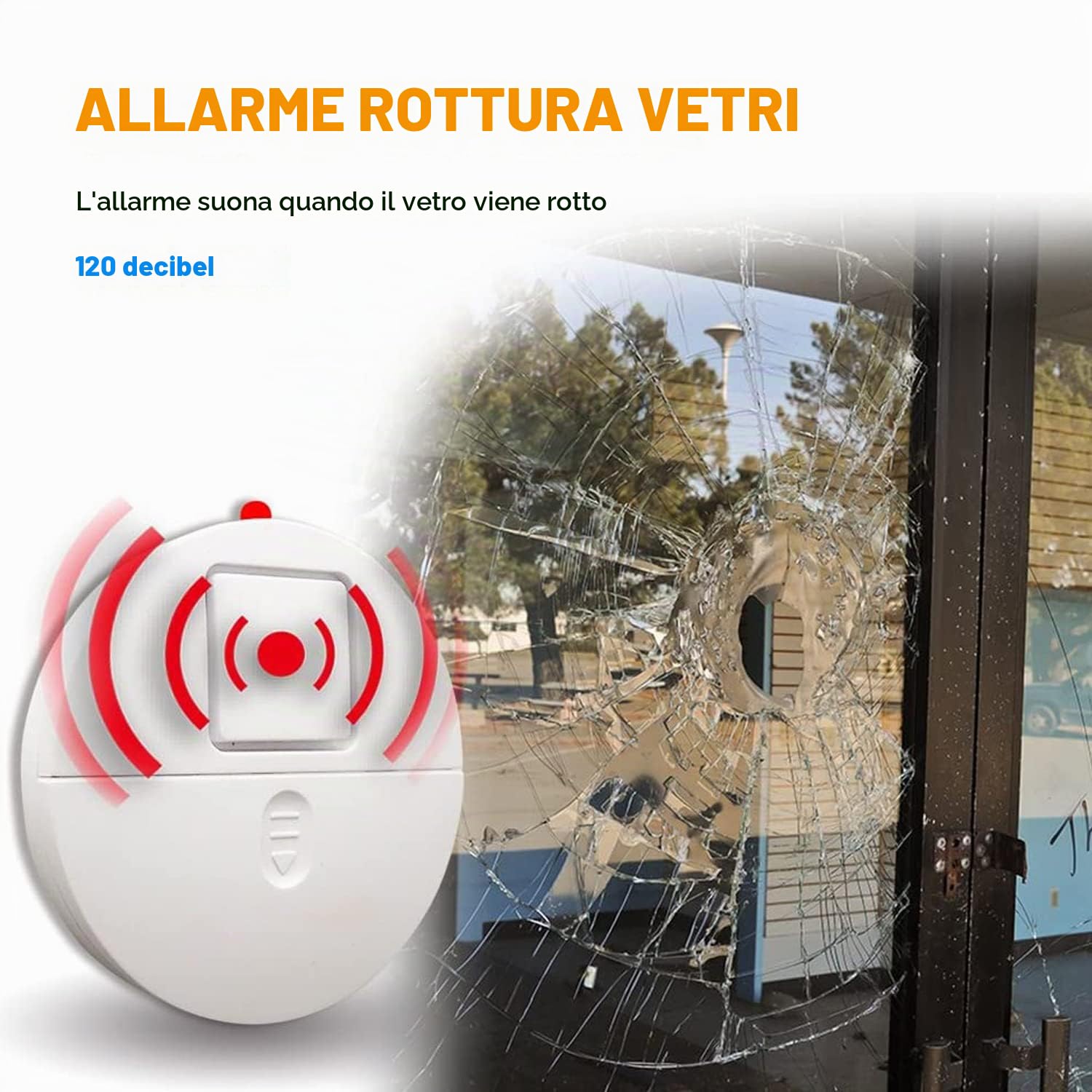 Cozier Allarme Antifurto Vibrazione Rottura Vetri, 120dB Allarme Per Porte e Finestre Di, Sulla Sicurezza Della Casa e Dei Bambini (8 pezzi)
