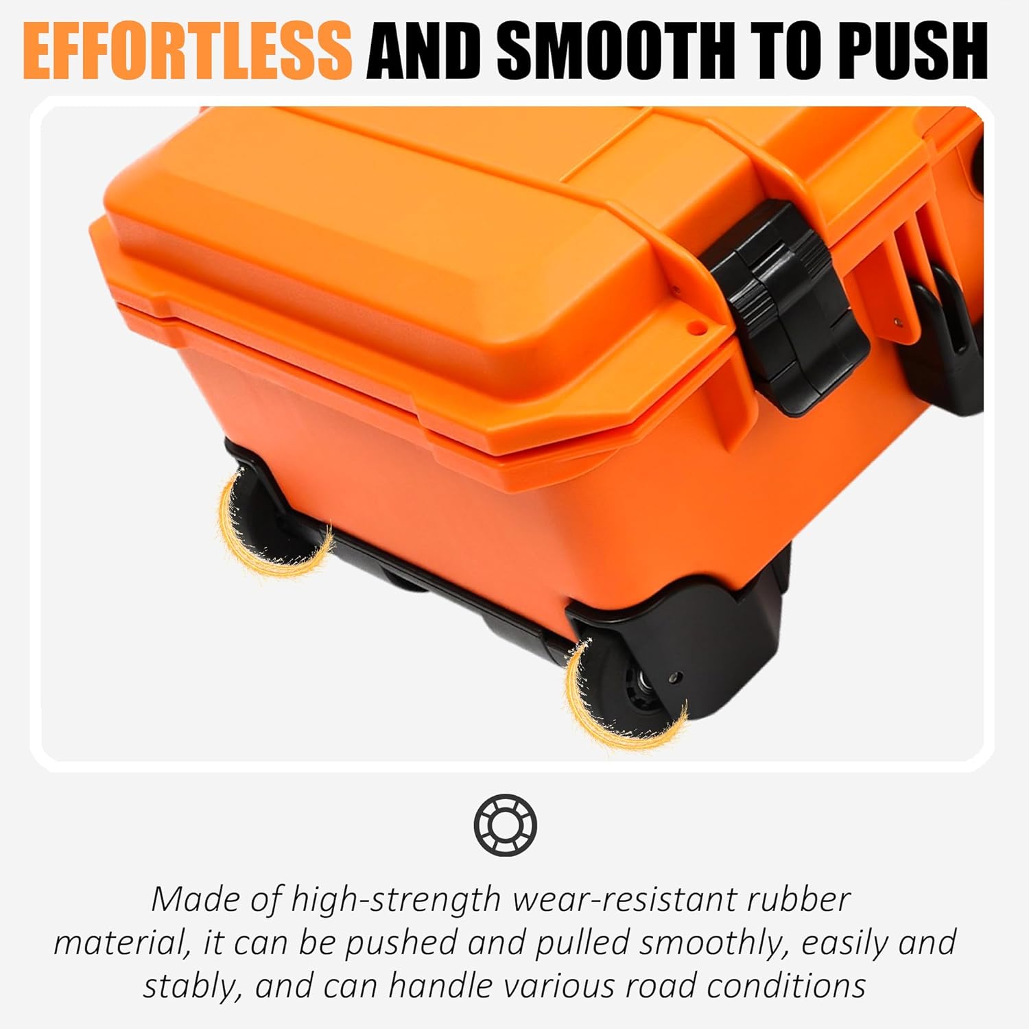 All Weather Rolling Waterproof Protective Hard Case 22 x 14 x 9.3 Inches Multi-Purpose Hard Case with Customizable Foam, Carry-On Hard Cases with Retractable Pull Handle and Wheels (Orange)