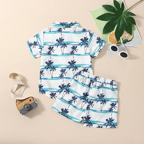Miniatura 3 de fhutpw Ropa para bebé y niño pequeño 2T 3T 4T 5T Verano Niños Conjunto de camisa de manga corta con botones y pantalones cortos