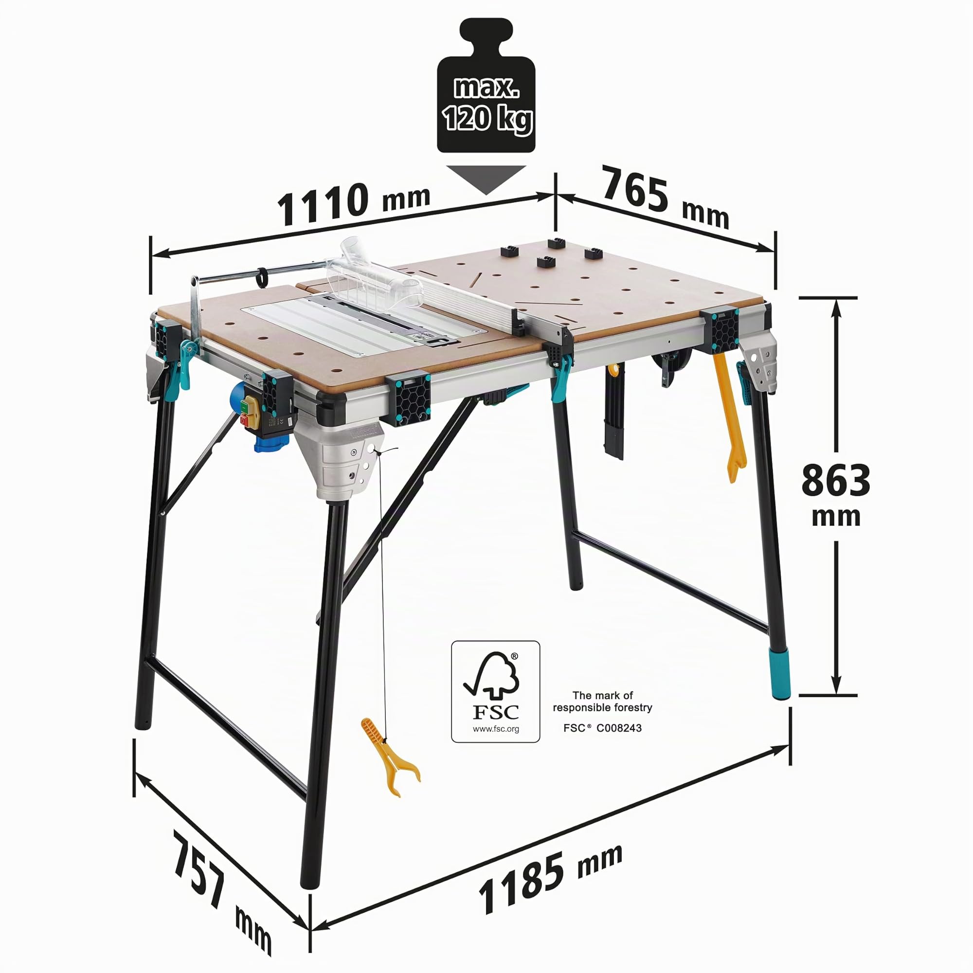 wolfcraft Banco portamacchine MASTER cut 2600 I 6918000 I Il banco portamacchine multifunzione