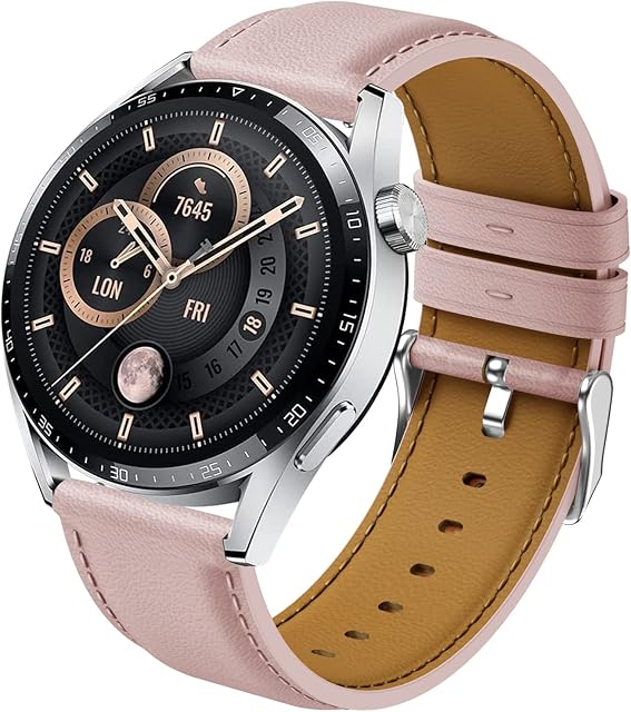 Syxinn Skórzany pasek do Huawei Watch GT 3 46 mm / GT 3 Pro 46 mm, Huawei Watch GT 2 46 mm / GT 2e / GT 2 Pro, Huawei Watch 3/3 Pro, miękki skórzany pasek do zegarka, sportowy pasek dla mężczyzn i