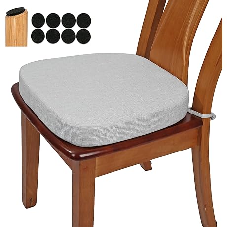 BUYUE Chair Cushions Indoor, Linen Cushion for Dining Room Chairs