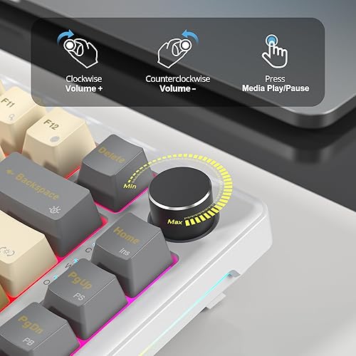 Miniatura 3 de NKRO - Teclado para juegos con 75 % con cable, montaje de junta intercambiable en caliente, interruptor blanco, 82 teclas TKL teclado mecánico,