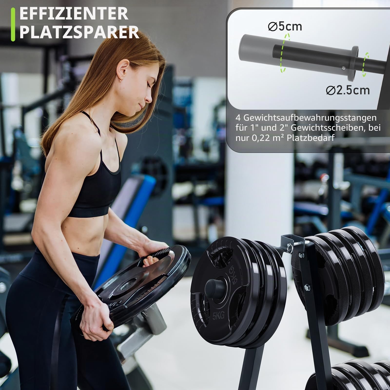 PhysKcal Hantelscheibenständer, robuster Stahl, Hantelscheiben-Aufbewahrung, Hantelständer, Plattenhalter für Zuhause, Fitnessstudio, Training, Fitnessgeräte