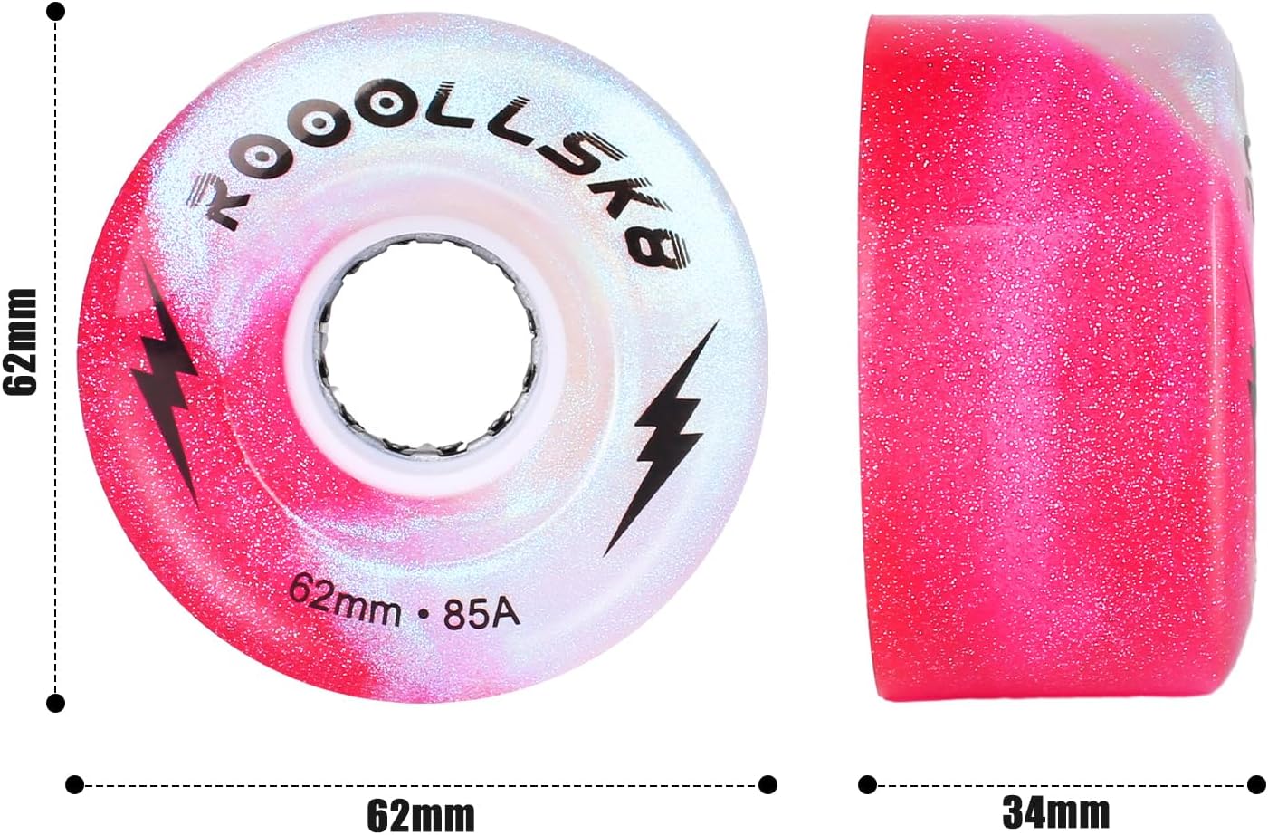 Roller Skate Wheels Light up Skate Wheels Indoor and Outdoor Glow Quad Skate Wheels 85A 62MM
