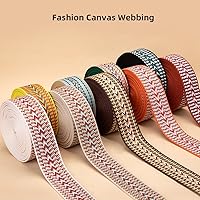 Vista 2 de WUTA Correas de lona de algodón para cinturón de bolsa, correas con patrón de lunares en V, accesorios de correa de mochila para manualidades, 16.4