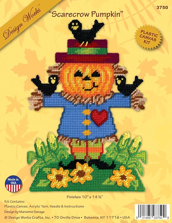 Scarecrow Pumpkin Plastic Canvas Kit by Design Works Crafts - Used condition - Image 2