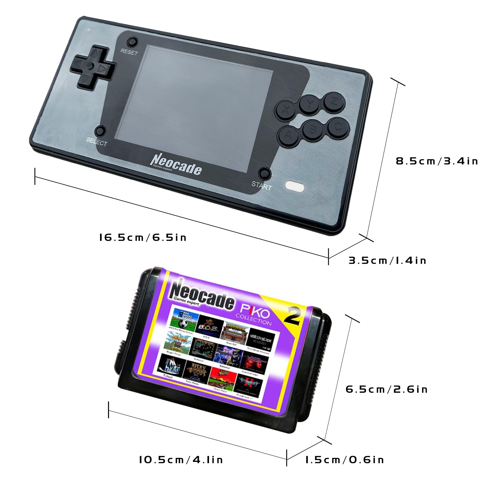 Retro-Spielkonsole für SEGA Mega Drive, Tragbare Pocket-Handheld-Konsole für Genesis MD, 12-1 MD-Spiele-Cartridges und 18 NES Spielen Eingebauten, 3,5" LCD-Bildschirm, 30fps, Auflösung 320x240