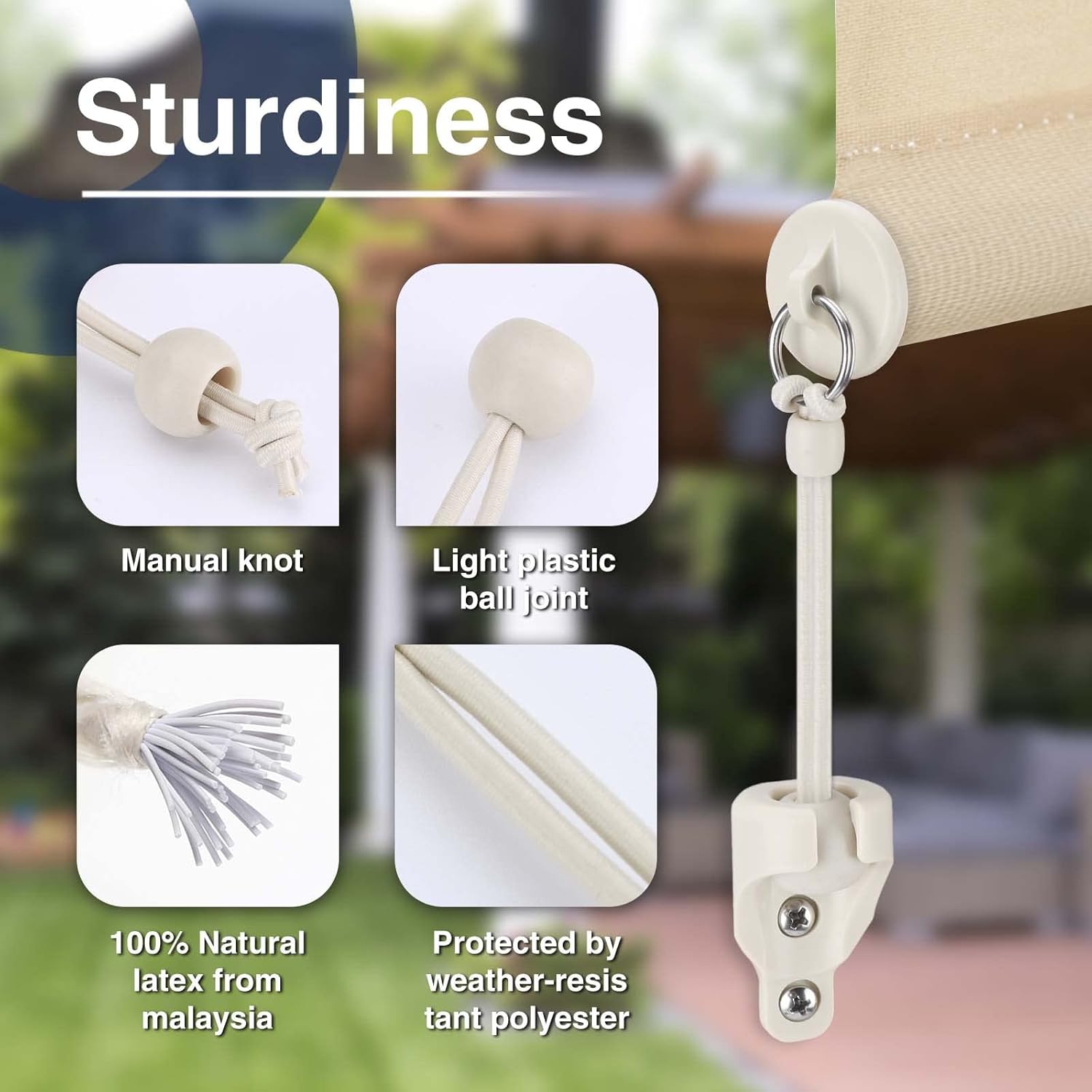 Coolaroo Replacement Parts,Shade Tie Downs,Weather Resistance,Compatible with Coolaroo Exterior Roller Shade,Outdoor Blinds(Sand,1 Set)