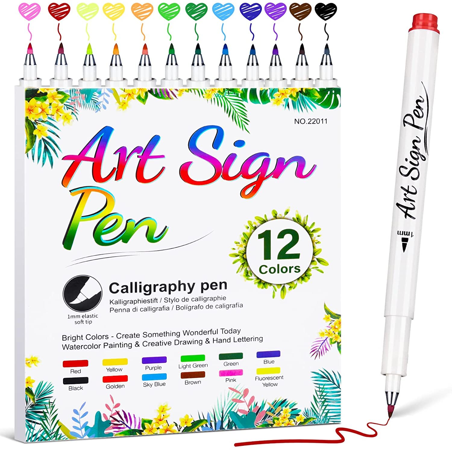Buy Calligraphy Brush Sign Pen Markers YYSHUS 12 Pastel Colors Hard