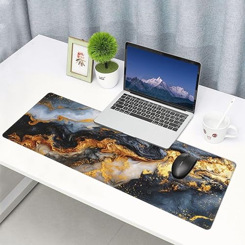 Miniatura 5 de Alfombrilla de mouse de mármol, alfombrilla de escritorio de oficina de 31.5 x 11.8 pulgadas, alfombrilla de mouse grande para juegos, alfombrilla