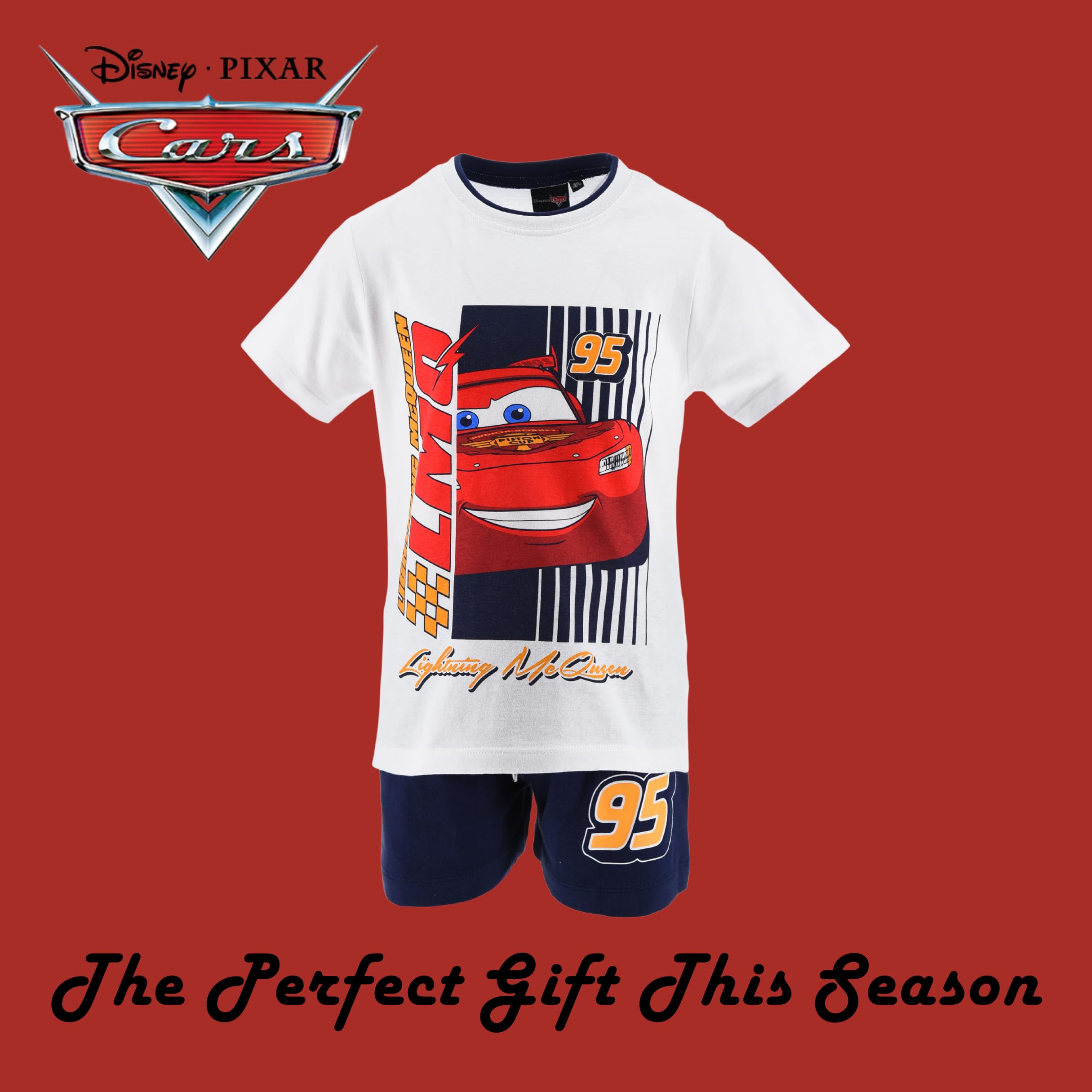 Disney Pixar Cars T-Shirt e Pantaloncini per Ragazzi, Pigiama 2 Pezzi per Bambino Design Lightning McQueen, Taglie 3 a 6 Anni