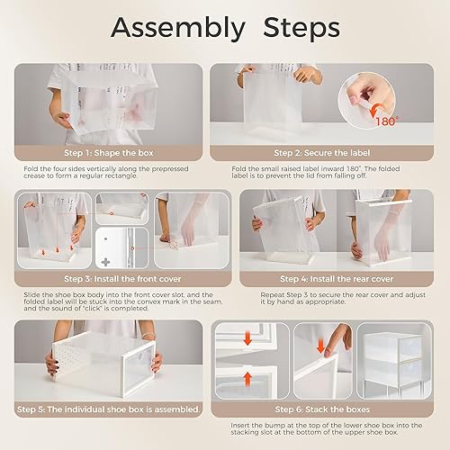 Miniatura 9 de Pinkpum Paquete de 15 cajas de almacenamiento de zapatos extragrandes para tamaño 12, organizador de zapatos para armario, de plástico transparente,