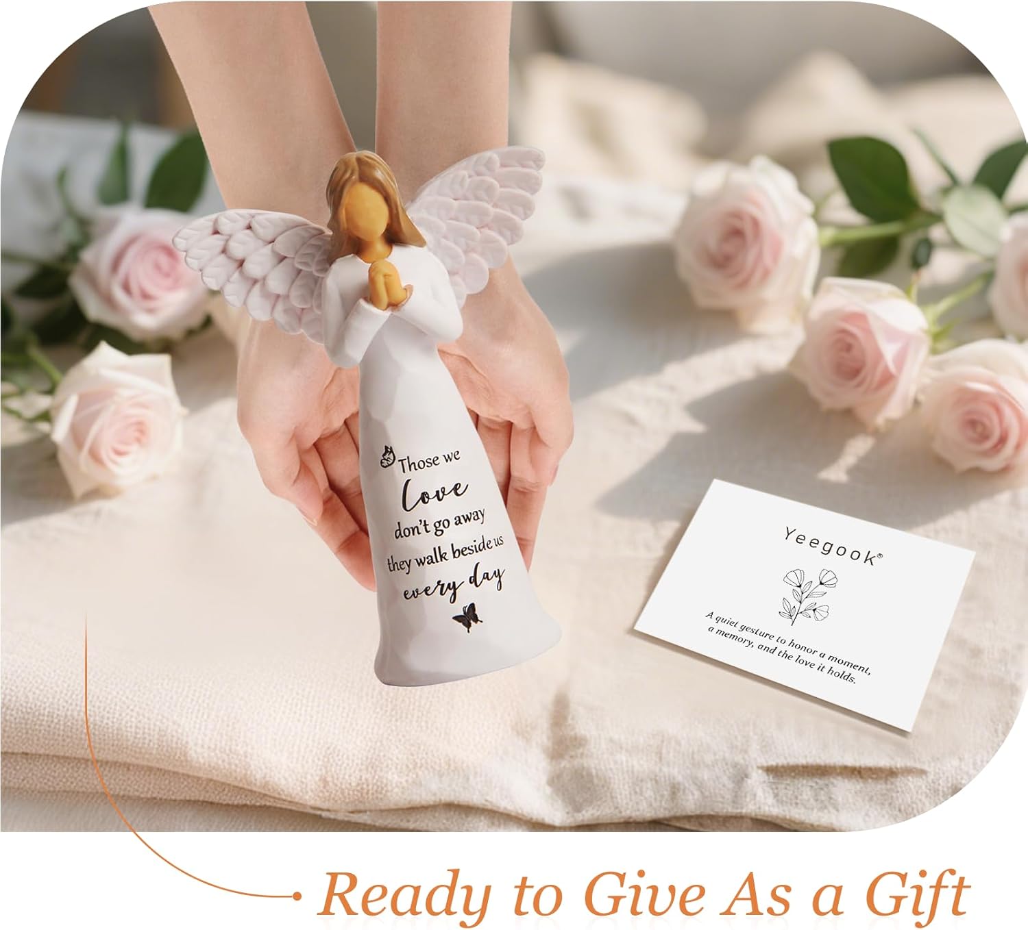 Sympathy Gifts for Loss of Loved One, 6" Handcrafted Memorial Angel Figurine, Memorial Gifts for Loss of Mom Dad, Condolences Bereavement Remembrance in Memory of Loved One Gift