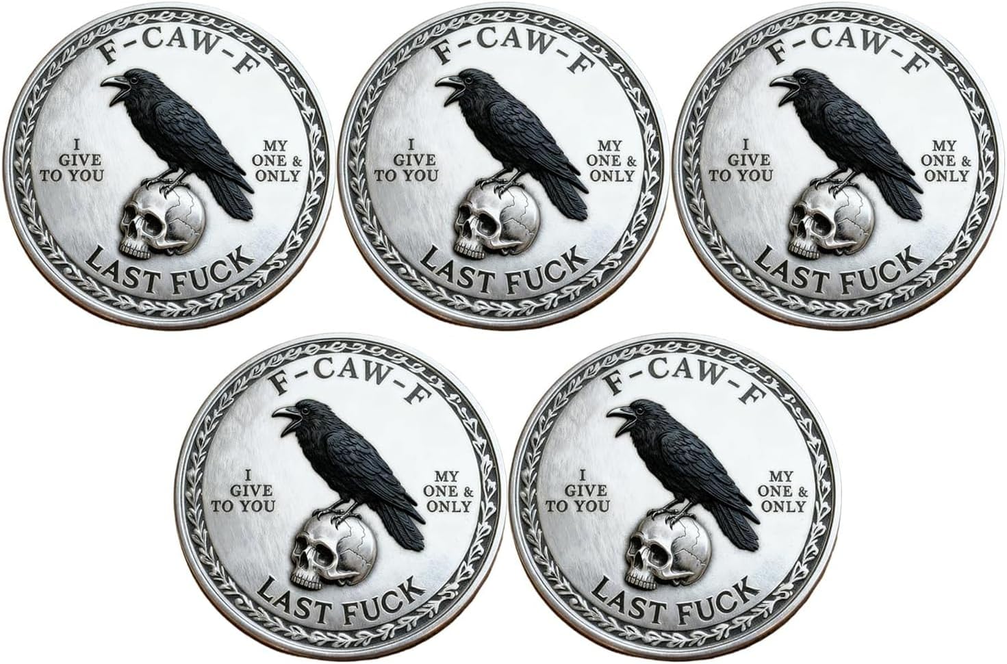 The F-Caw-F “Last Fuck” Coin Funny Raven Coin — for Those Who Laugh at Life and Give Zero F*CKS!The F-CAW-F Coin for Novelty Collectible Challenge Coin Gag Gift for Friends (20pcs)