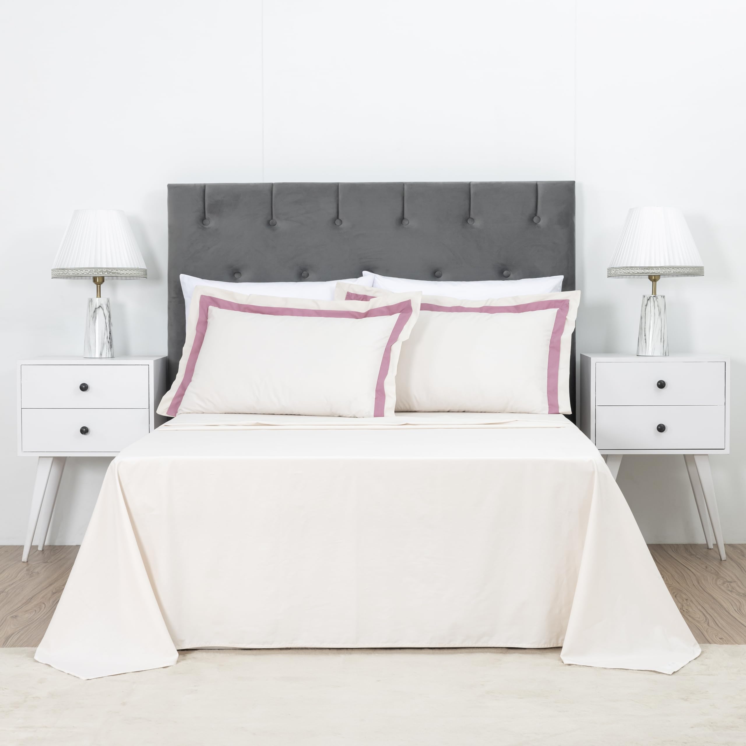 Set Copripiumino Matrimoniale 100% Cotone – Righe Rosa E Bianche Con Pois Glitterati – 2 Pezzi (173x228 Cm + Federa 51x75 Cm)