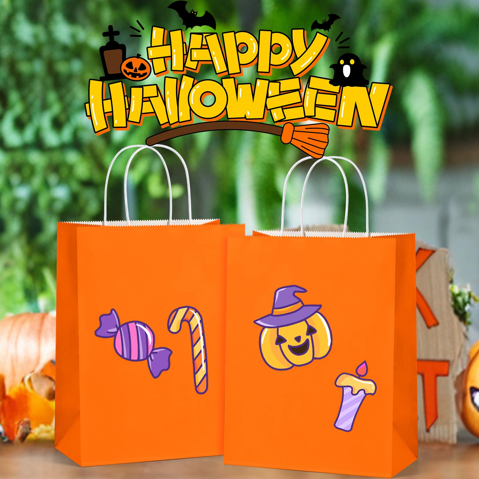 BagDream Orange Gift Bags 10x5x13 Large Kraft Paper Bags with Handles Bulk for Halloween, Sporting Party Favors, Fall Festivals, Shopping, Retail, Grocery Paper Sacks 100Pcs