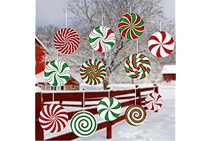 12 Pcs Large Christmas Candy Ornaments 7'' Peppermint Lollipop Decor Candy Cane...