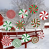 Vista 1 de 12 adornos grandes de caramelo de Navidad de 7 pulgadas, decoración de piruleta de menta, adorno colgante para árbol de Navidad