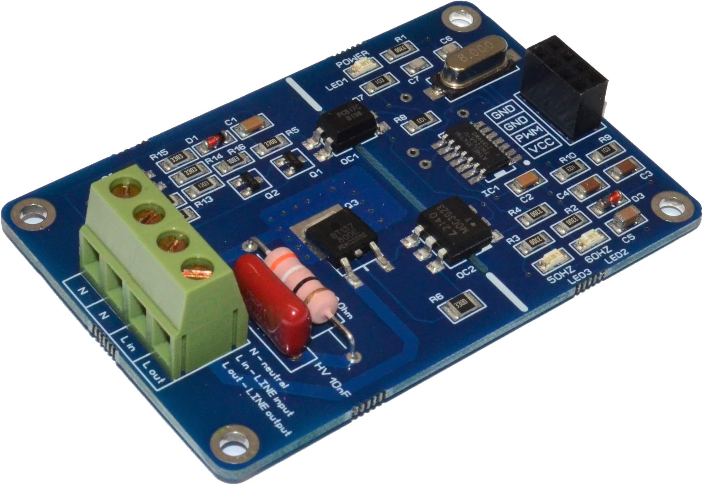 PWM AC Voltage Dimmer 50/60Hz 80-240VAC for Arduino Raspberry Leading Edge Dimmer for AC Motor Pump Fan Light Heater Max 500W Pro Engineered Onboard Snubber Circuit - Compatible Worldwide