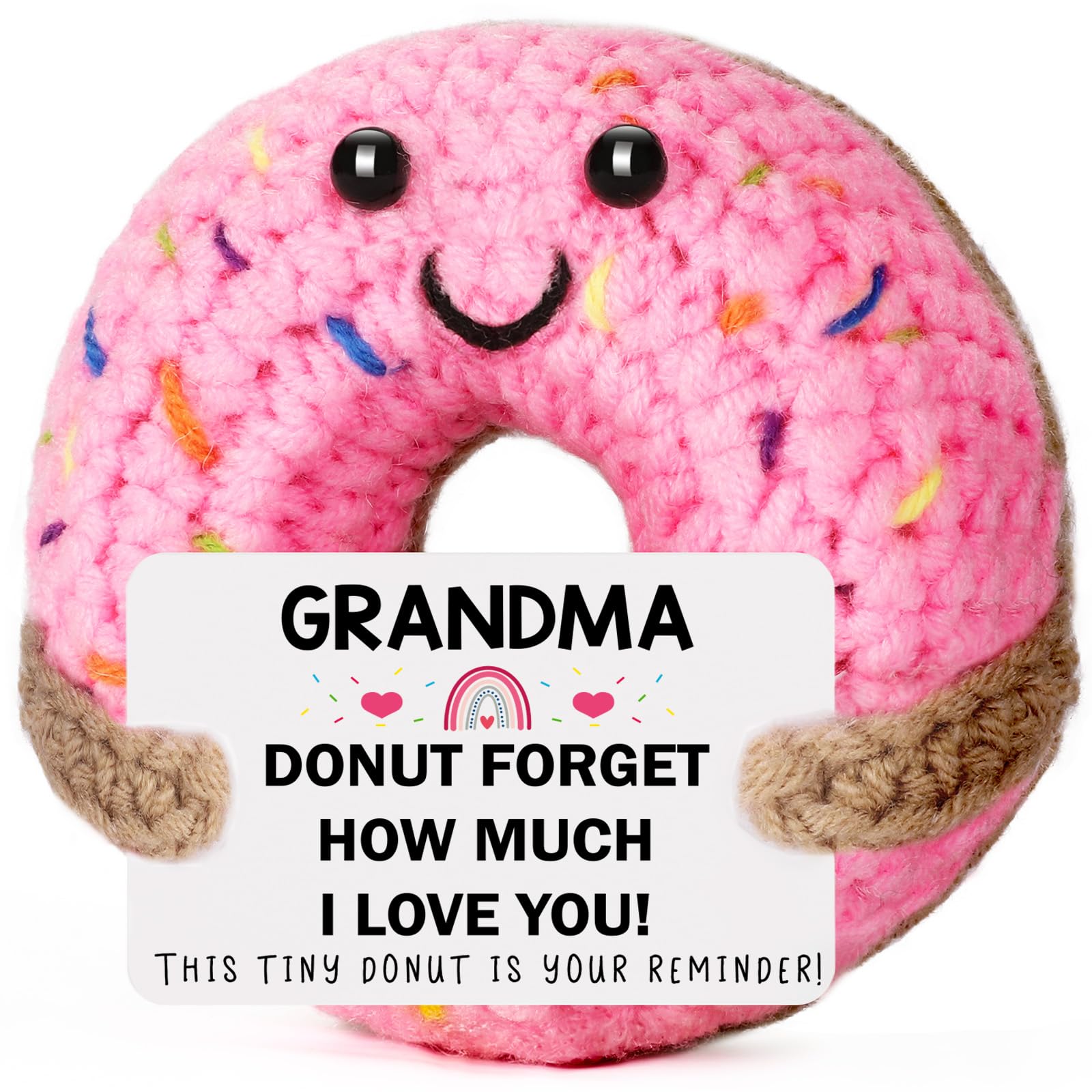 Grandma Gifts for Birthday Christmas - Funny Handmade Crochet Donut Gifts for Grandmother Nana Gigi Mimi, Grandparents Day Mothers Day Present from Granddaughter Grandson Grandkids