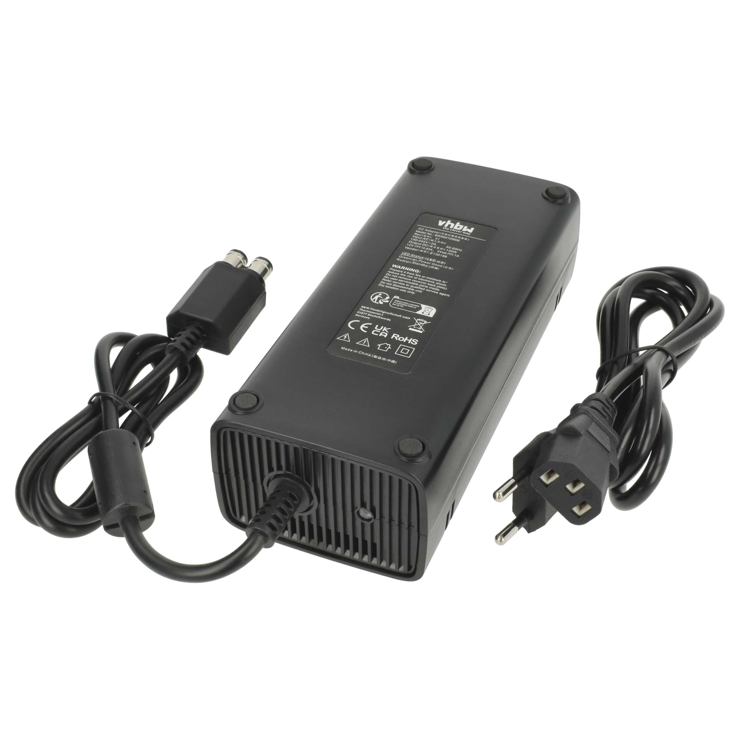 vhbw 220 V zasilacz ładowarka kabel do ładowania 130 W (12 V/10,83 A) kompatybilny z Microsoft Xbox 360 Slim zamiennik do DE-X360-3206.