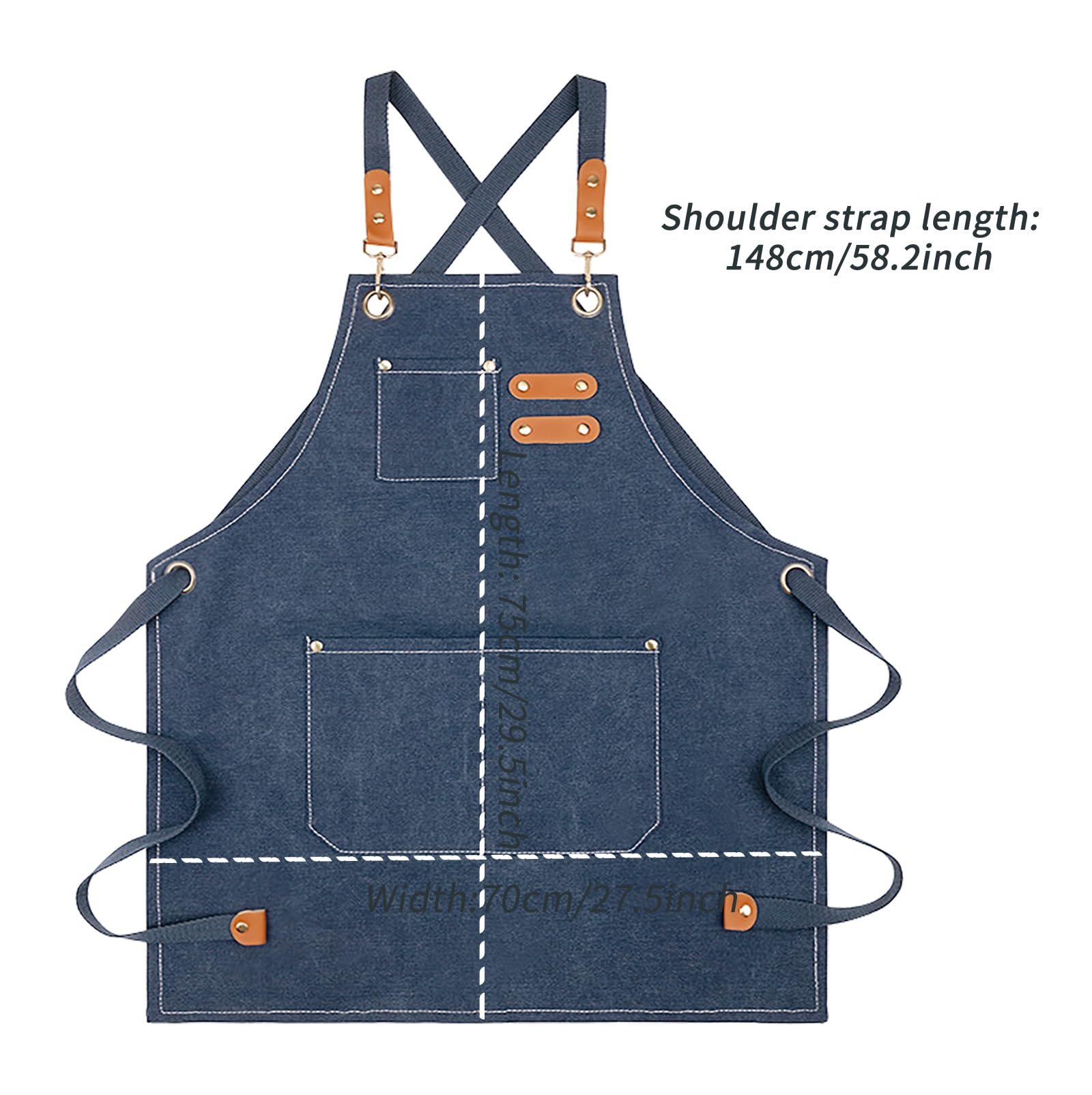 Nanxson Canvas Work Aprons for Men with Pockets Tool Apron for Gardening Restaurant Chef Apron, Blue - Image 3