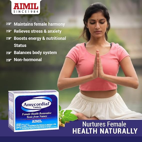 AIMIL Amycordial Tablets - 30 Tablets (Pack of 2) | Female Health Restorative | Contains Shatavari, Amla, Guduchi, Methi and more