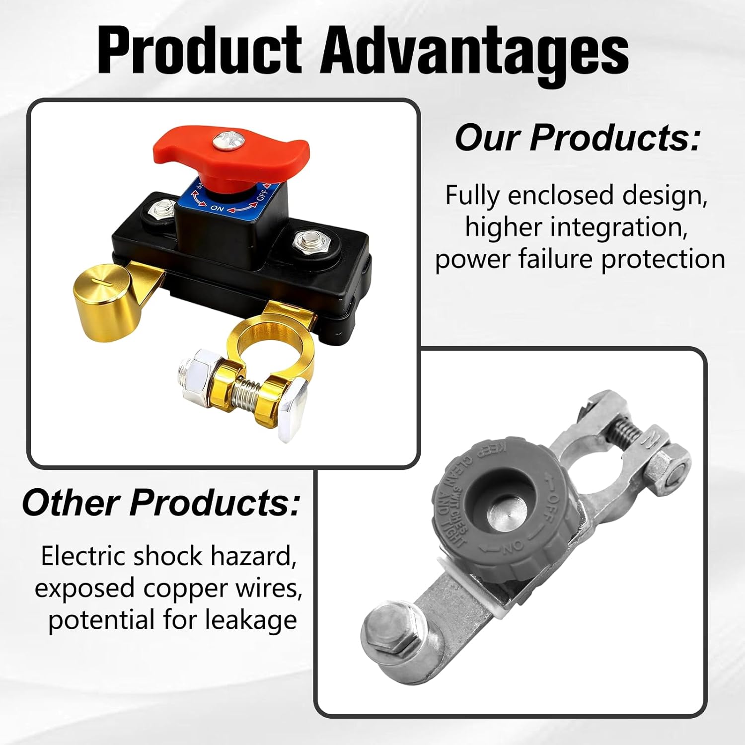 2pcs Car Battery Disconnect Switch 12v-24v, High Conductivity Car Battery Shut Off Switch, Pure Copper Manual Rotary Battery Cut Off Switch Disconnect Switch for Car Truck Boat Rv Power Control
