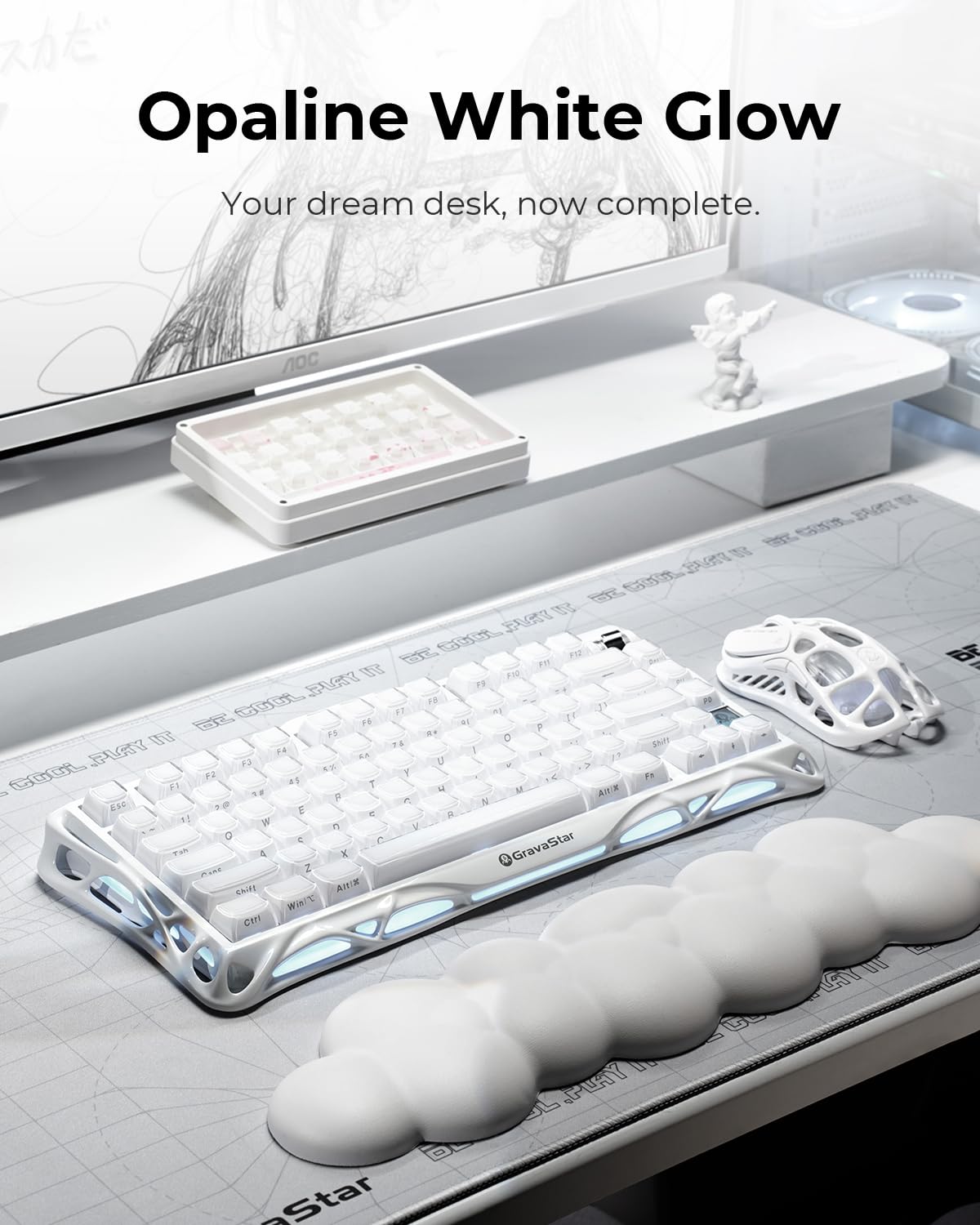 GravaStar Mercury K1 klawiatura mechaniczna z aluminiową ramą, 75% bezprzewodowa klawiatura gamingowa Hot Swap Custom Keyboard z przyciskiem, Gasket,klawiatura RGB Tri-Mode, nasadki klawiszy PBT, 8000