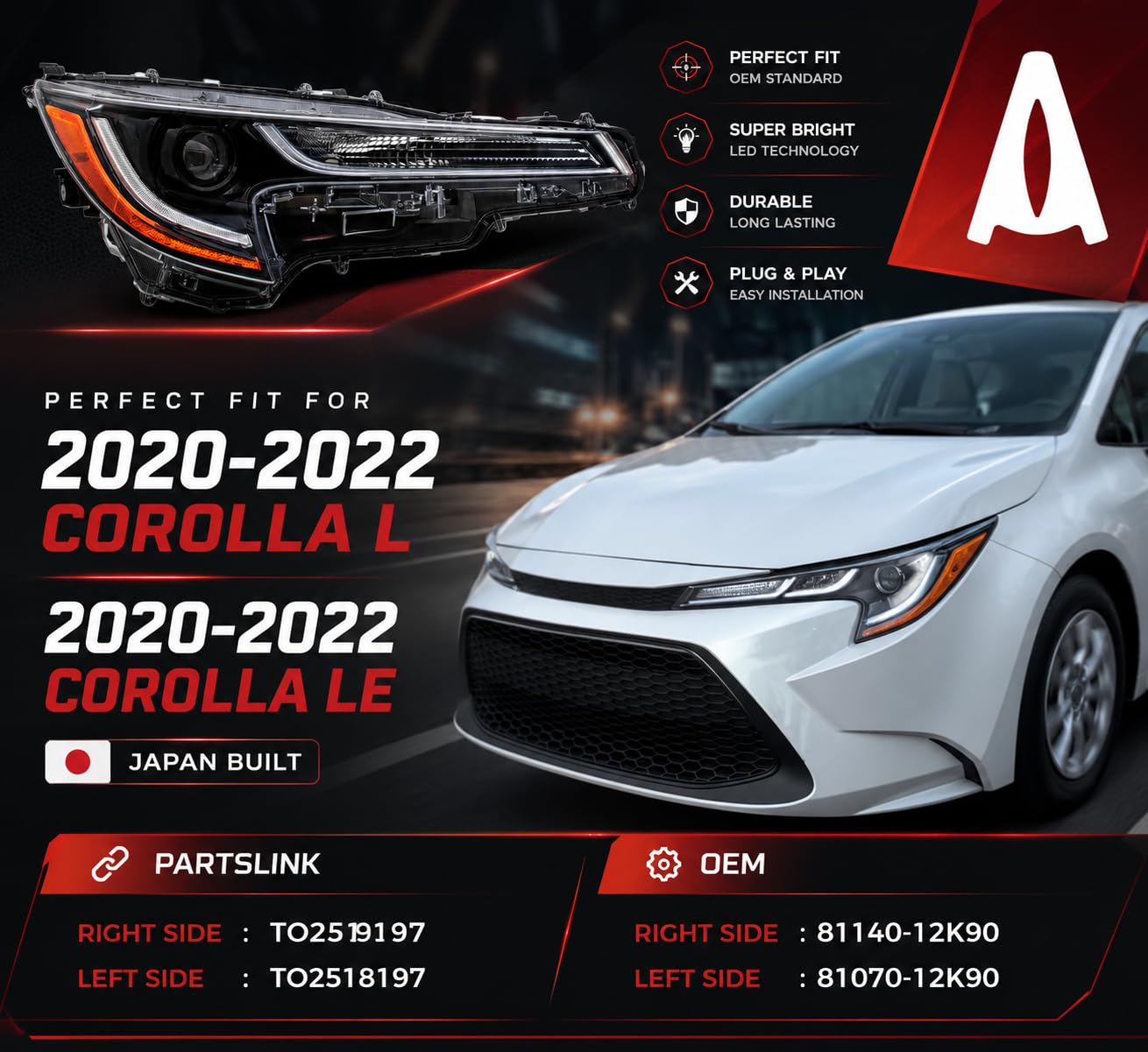 Amazon.com: Headlight Assembly Set Replacement For Toyota Corolla