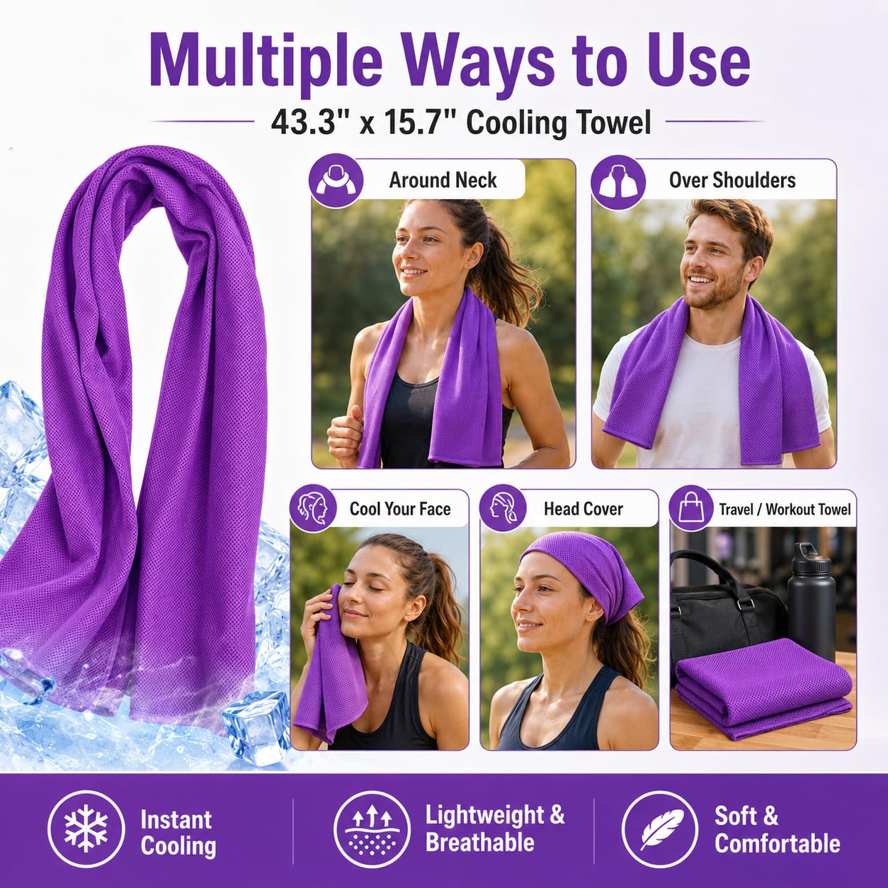 Amazon.com: Meiyante Large Cooling Towel for Neck and Face, 43.3 x