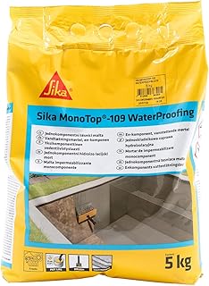 Sika Monotop 109 Waterproofing, Mortier imperméabilisant, anti-humidité pour caves et locaux enterrés, 5kg, Gris