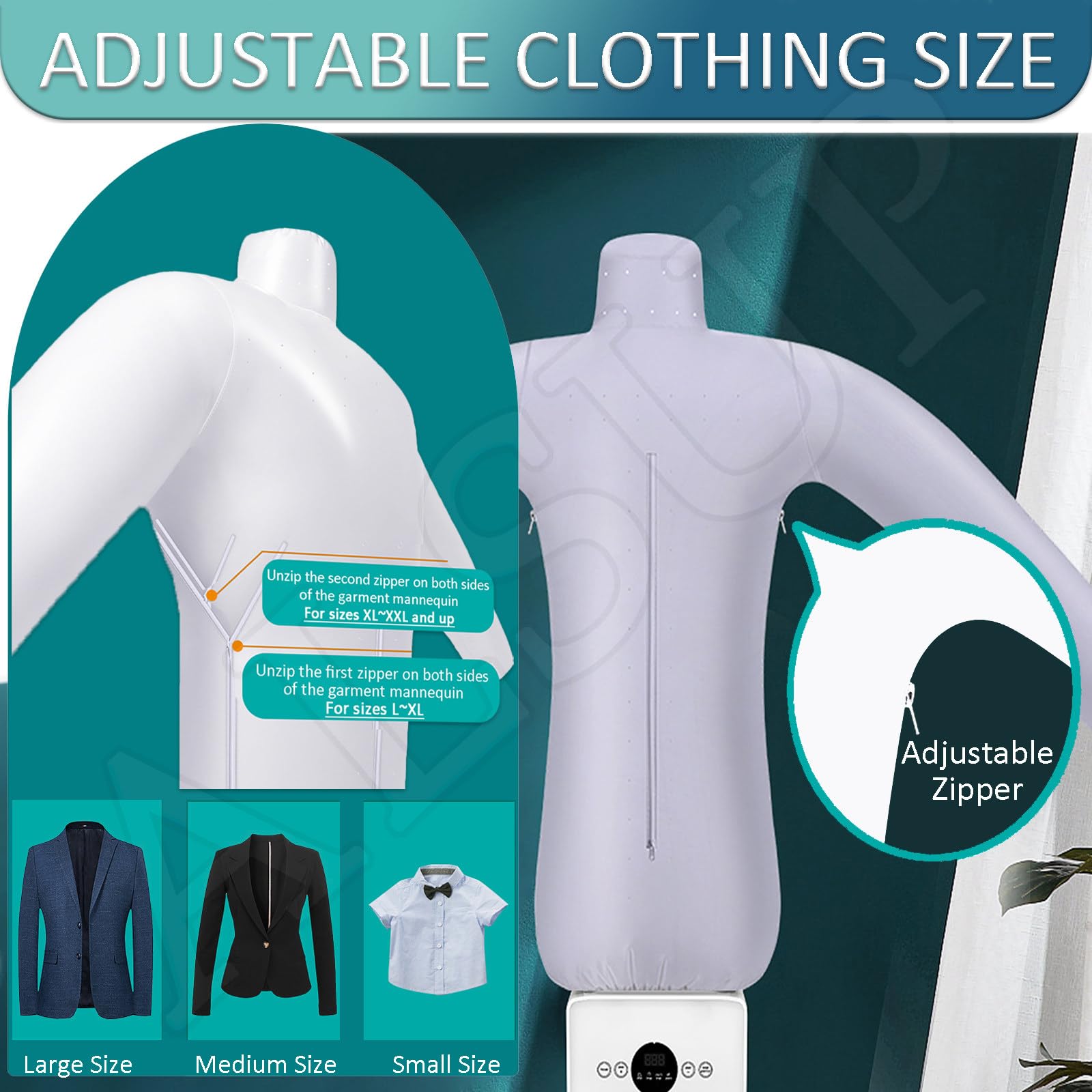 Automatisches Bügelgerät aufblasbar Hemdenbügler & Trockner, automatische Faltenentfernung, für Blusen T-Shirts Hosen Jeans Polos A