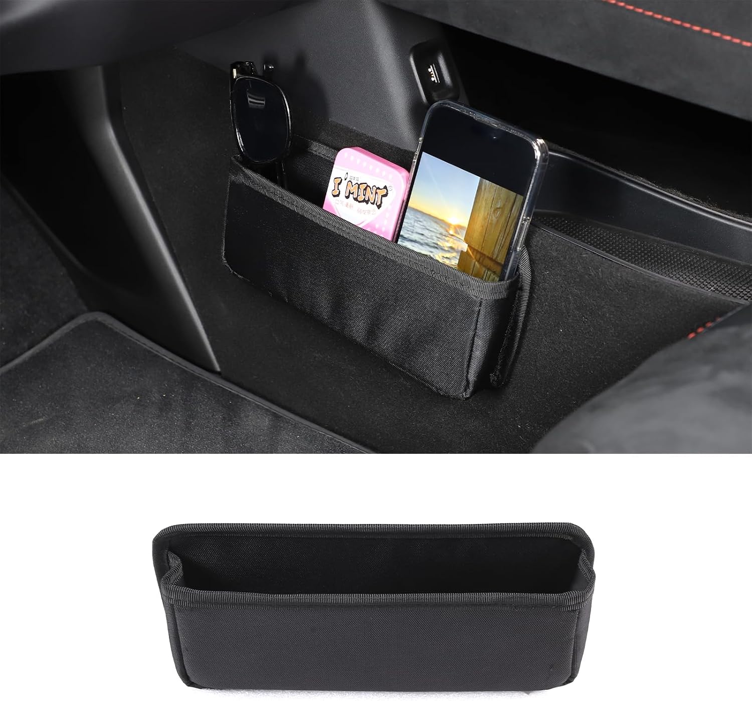 Sekhyna Car Storage Bag Compatible with Lotus Emira V6 2021-2023,Leather Lower Center Console Organizer Tray 1PCS,Gear Shift Side Panel Hanging Storage Tray Interior Accessories (Right)