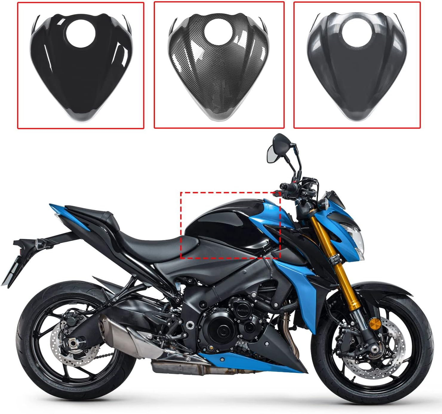 Motorcycle Full Fuel Gas Tank Fairing Cover GSX-S1000 Oil Gas Shell Guard Fuel Top Case Guard Cover Compatible with S-uzuki GSX-S GSXS 1000 GSXS1000 2015 2016 2017 2018 2019 2020 (Black)