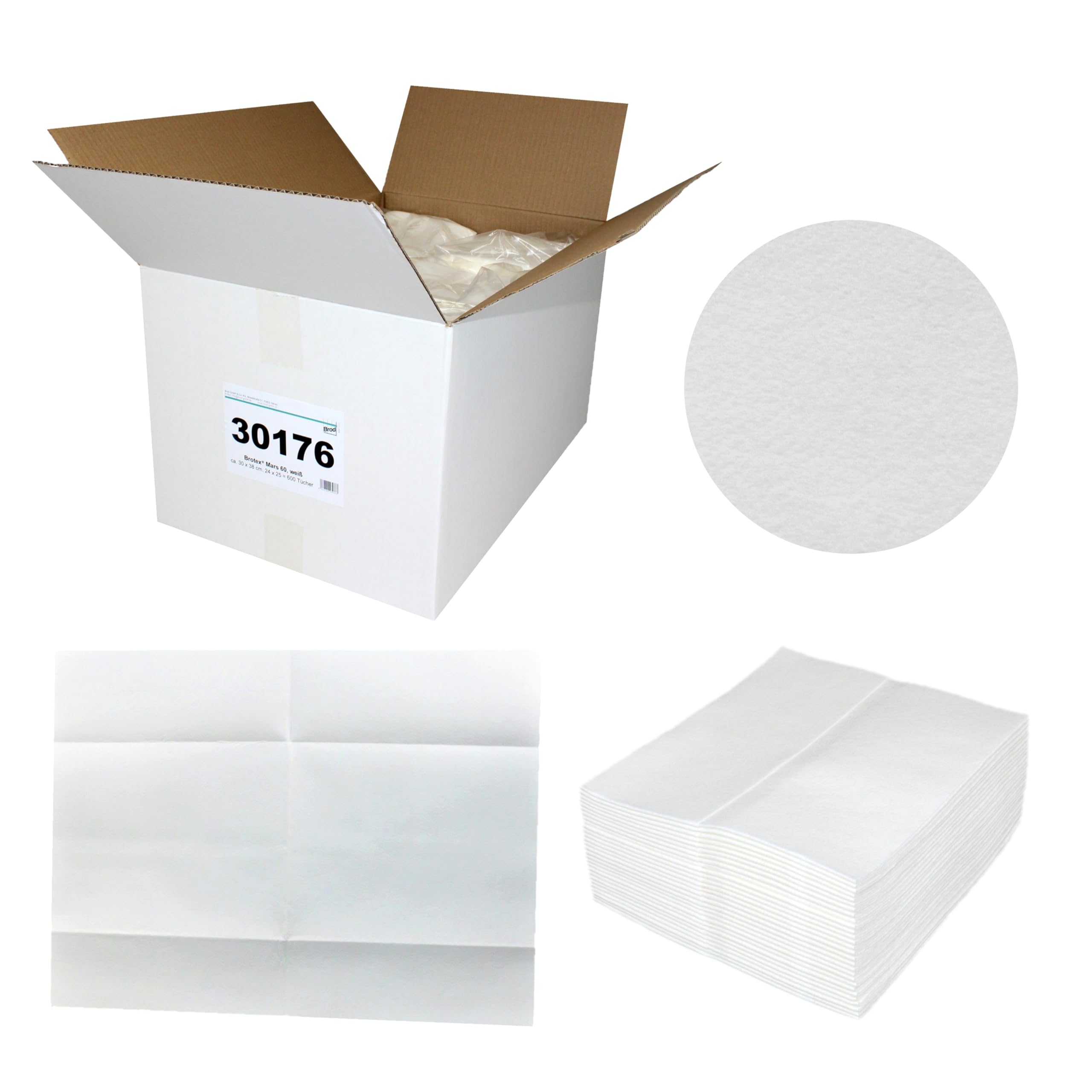 Brotex® Airlaid Wischtücher aus 90% Zellstoff, 30x38 cm, 600 Tücher | Hochvoluminöse Profi-Tücher, extrem saugstark, formstabil, fusselarm, lösungsmittelresistent und lebensmittelunbedenklich