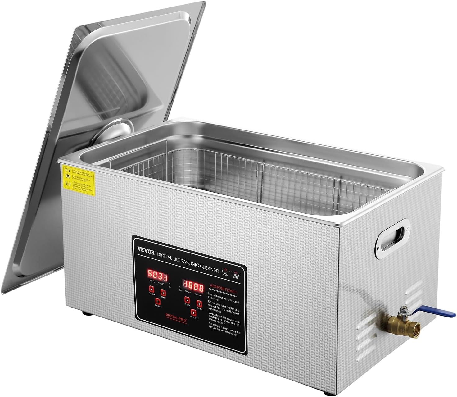 Ultrasonic Cleaning with Digital Timer & Heater, Professional Ultra Sonic Jewelry Cleaner, Stainless Steel Heated Cleaning Machine for Glasses Watch Rings Small Parts Circuit Board (22L)