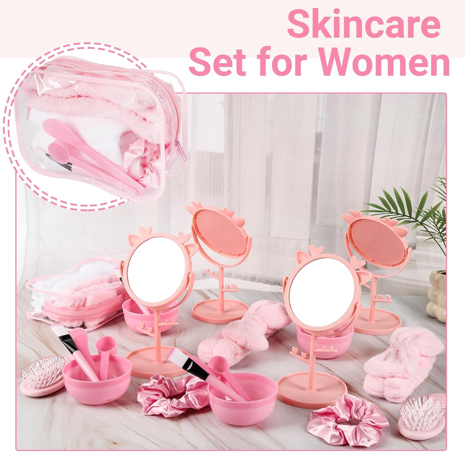 120 Pcs Spa Party Favors Supplies Bulk, Include Face Mask Mixing Bowl Set, Air Cushion Comb, Mirror, Headband, Scoop, Hair Bands, Cosmetic Bags, Face Wash Cloths for Spa Sleepover Birthday Party