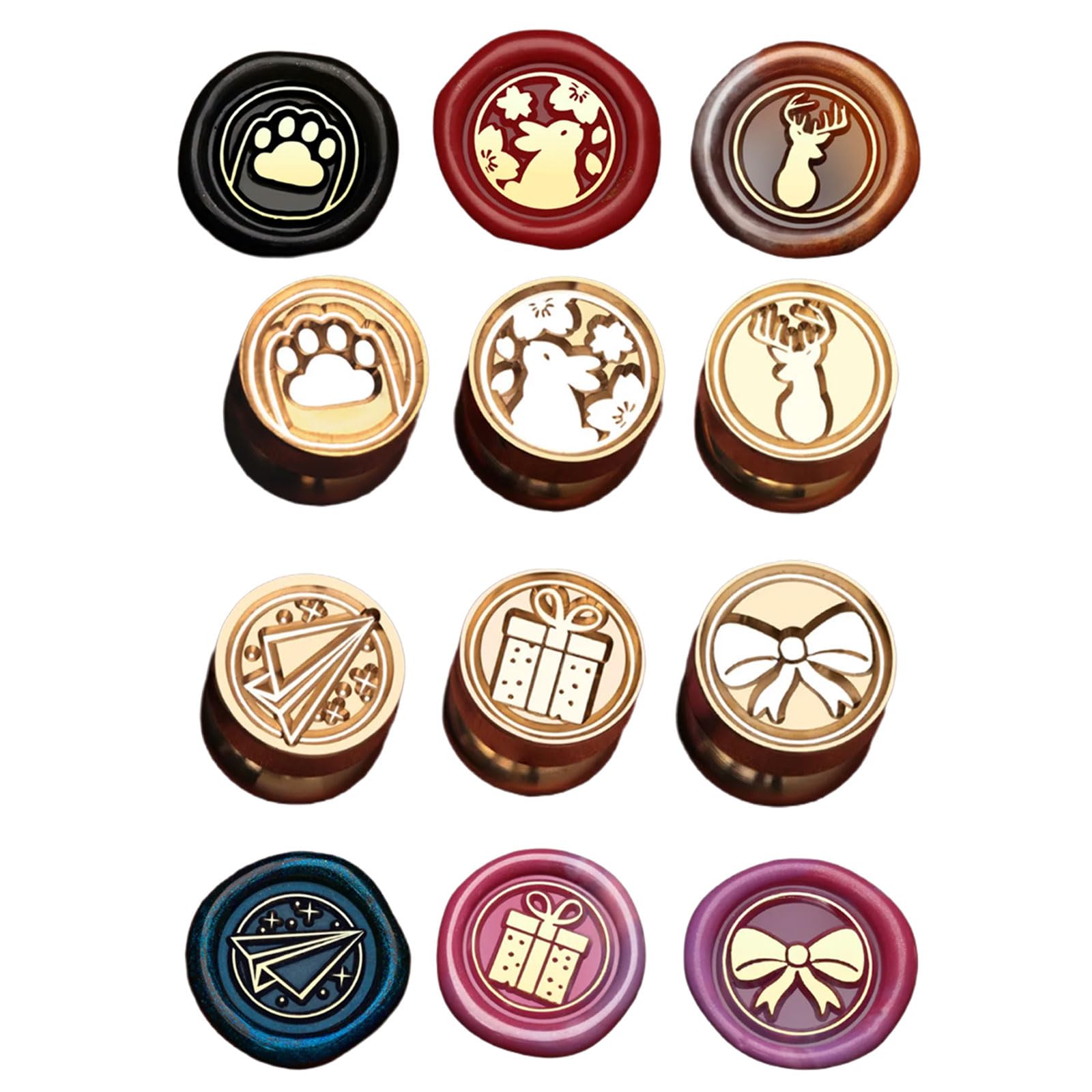 Kalttoy 6Pcs Christmas Seal Stamp Head for Valentines Card Wedding Invitations Appreciation Card Wine Bottle Embellishments Craft Stamping Heads
